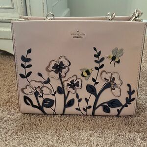 Kate Spade Light Pink Floral and Bee Shoulder Bag